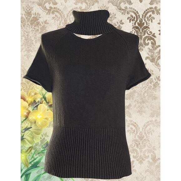Coquette Moda International Womens L Silk Blend Brown Keyhole Retro Sweater - Picture 1 of 8